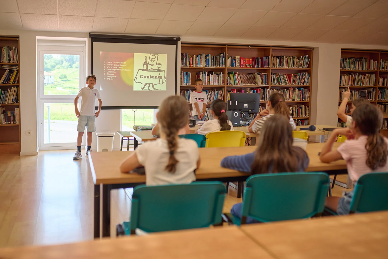 Student presenting to classmates